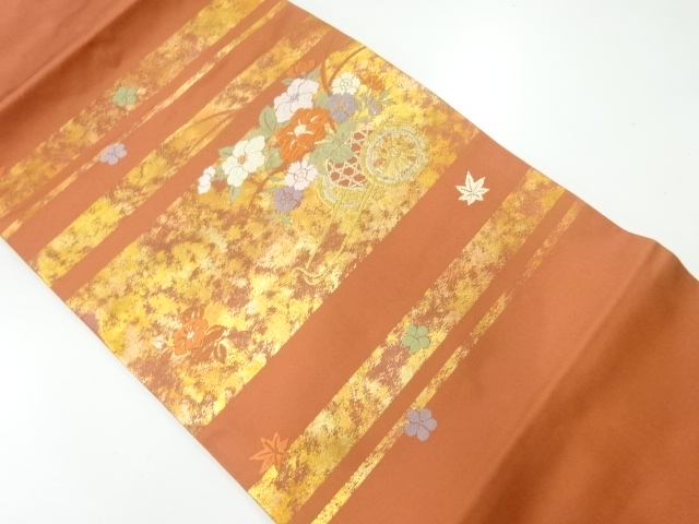 JAPANESE NAGOYA OBI / WOVEN FLORAL CART